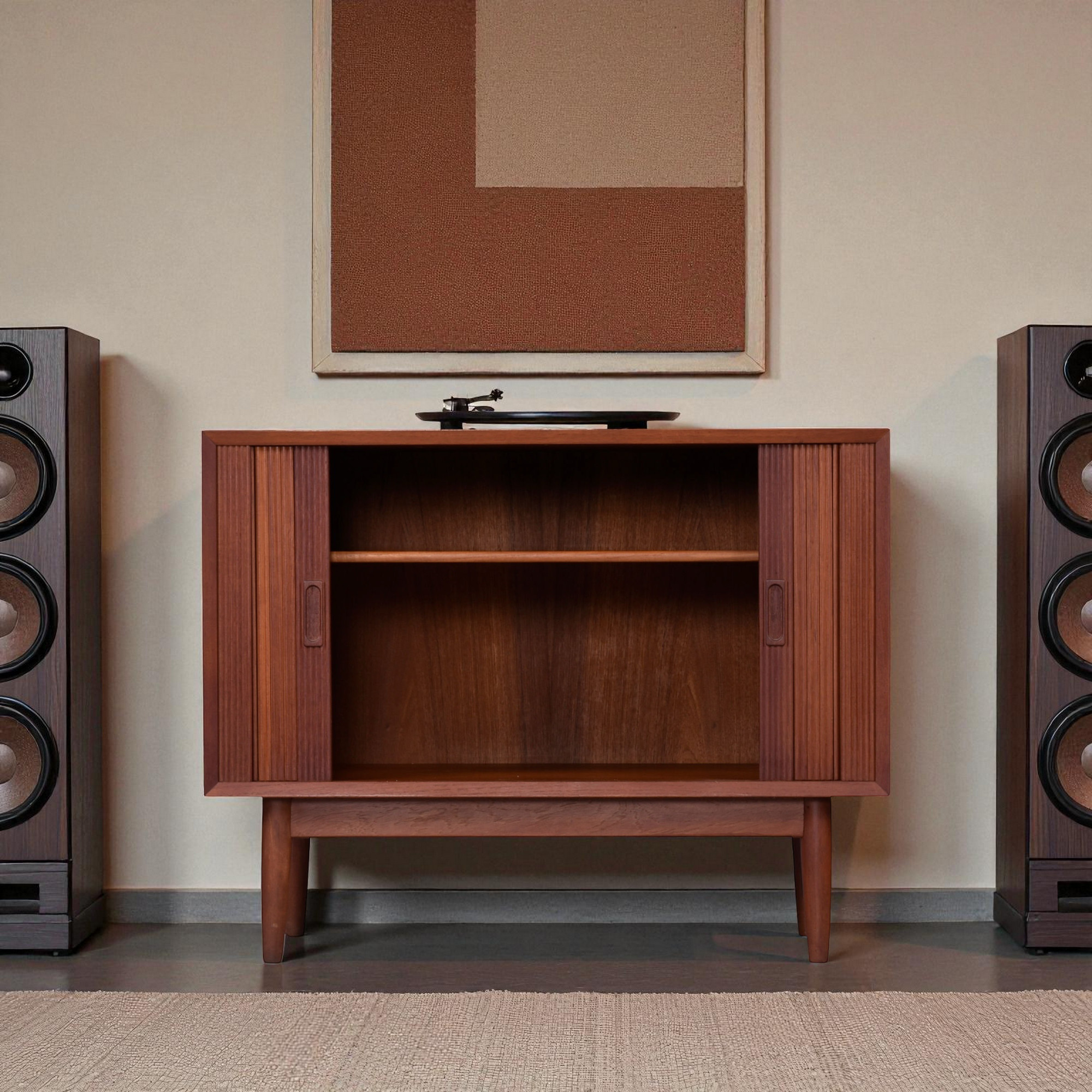 Lyby Mobler Danish teak cabinet with tambour doors