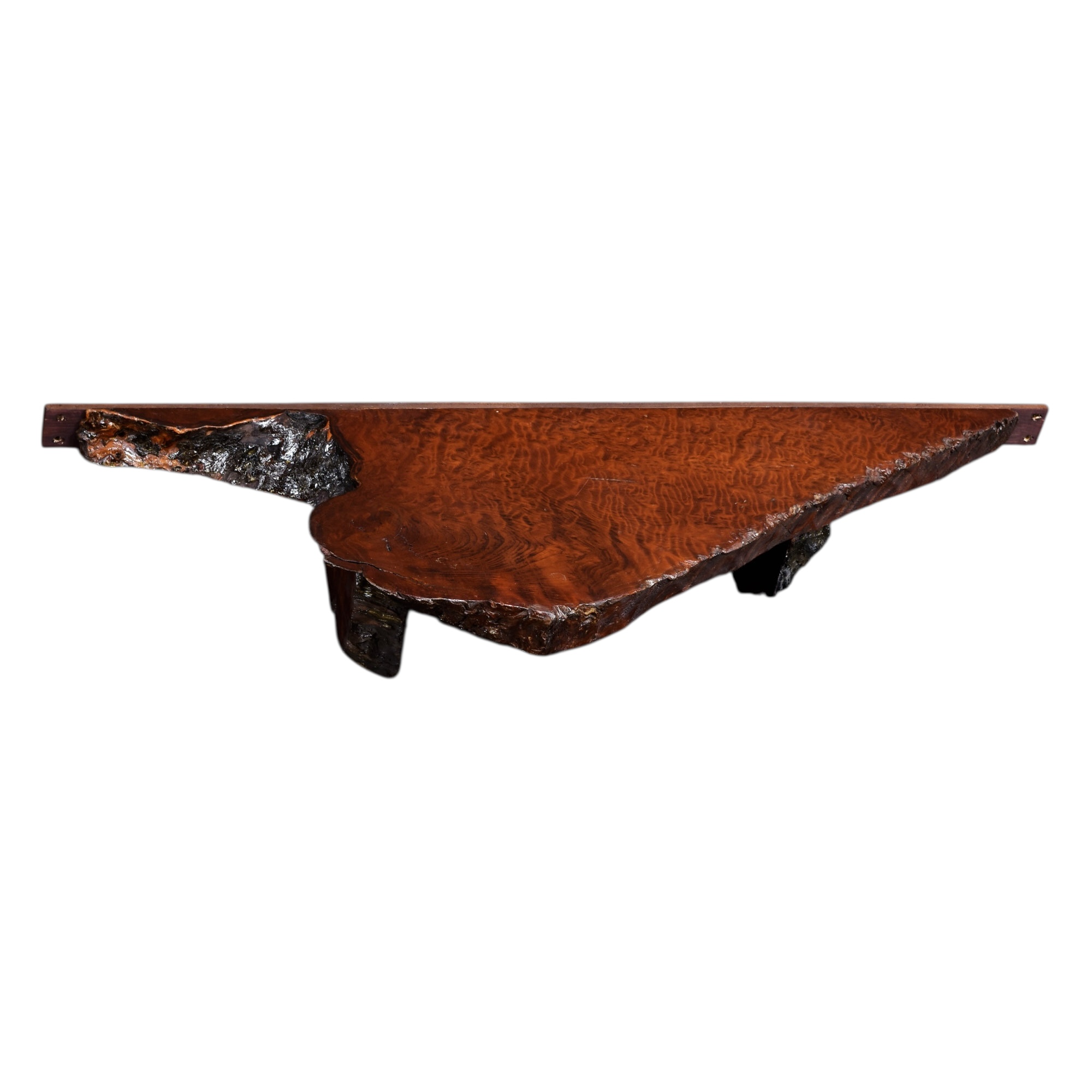 rustic redwood wall mounted shelf
