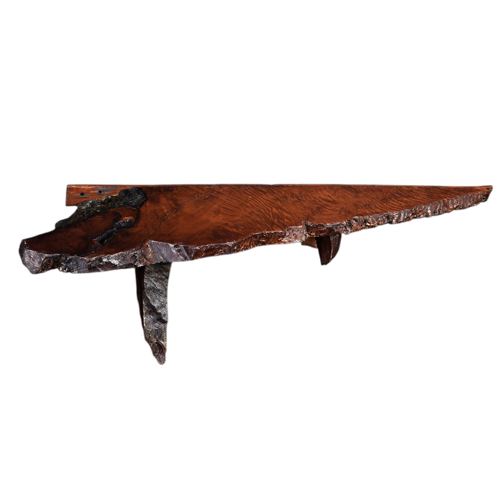 rustic redwood wall mounted shelf