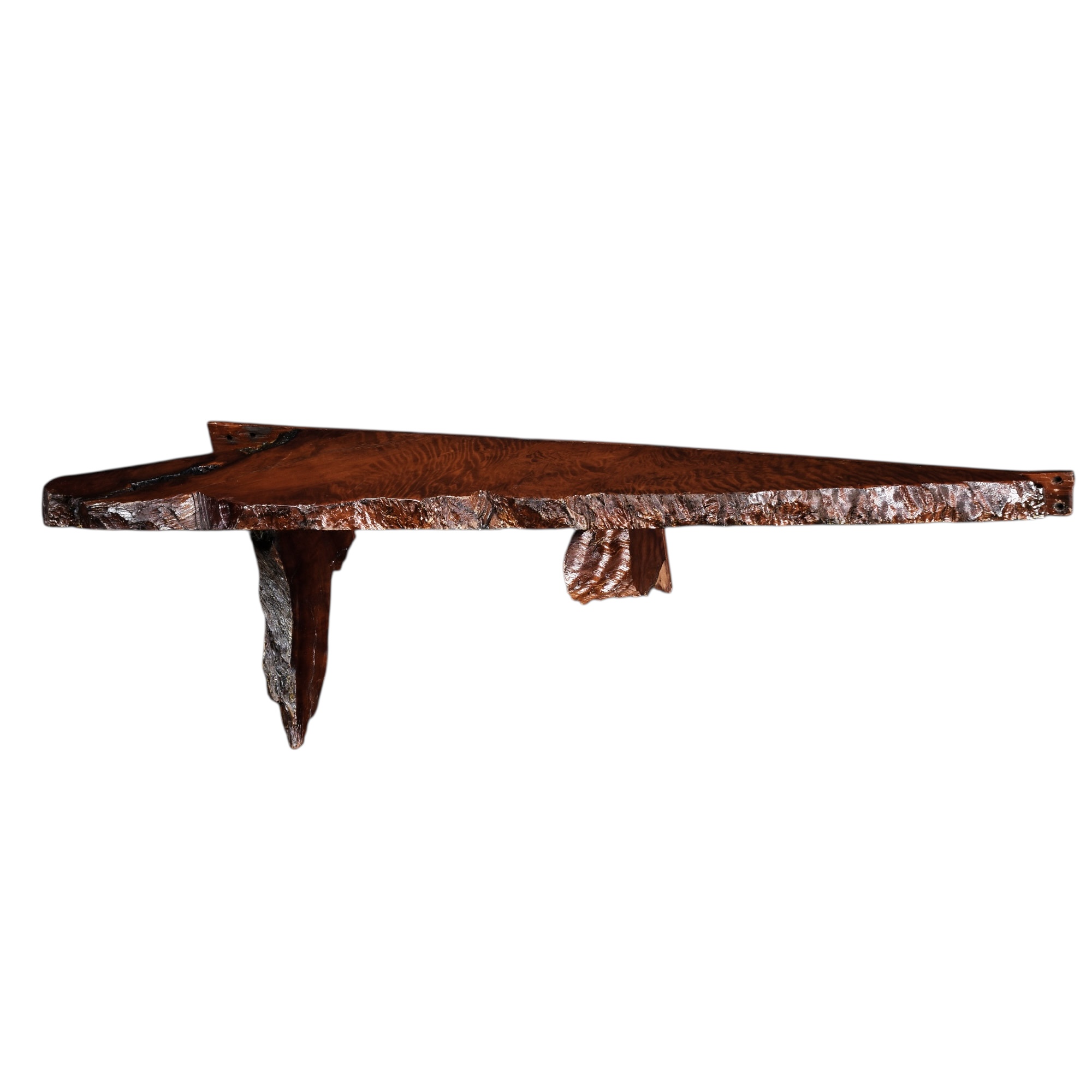 rustic redwood wall mounted shelf