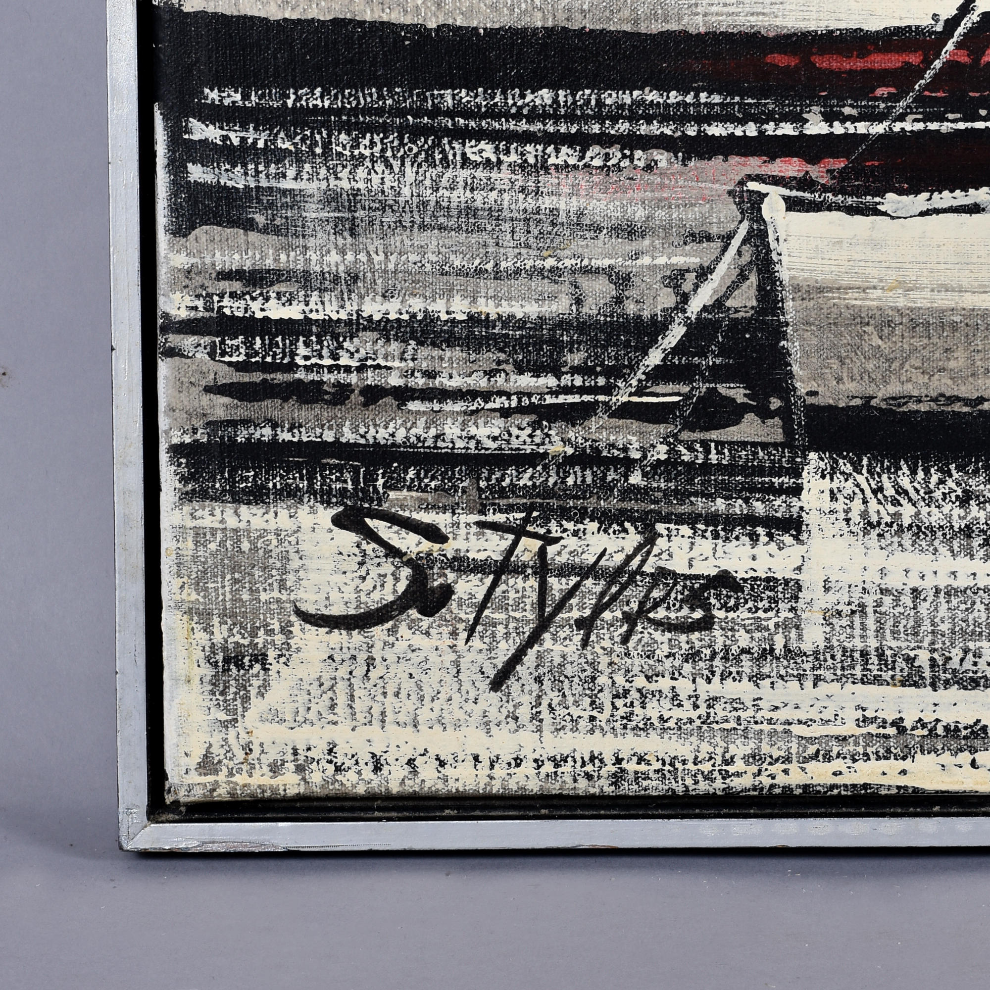 R. Styles sailboat painting Mid-Century Modern Sears