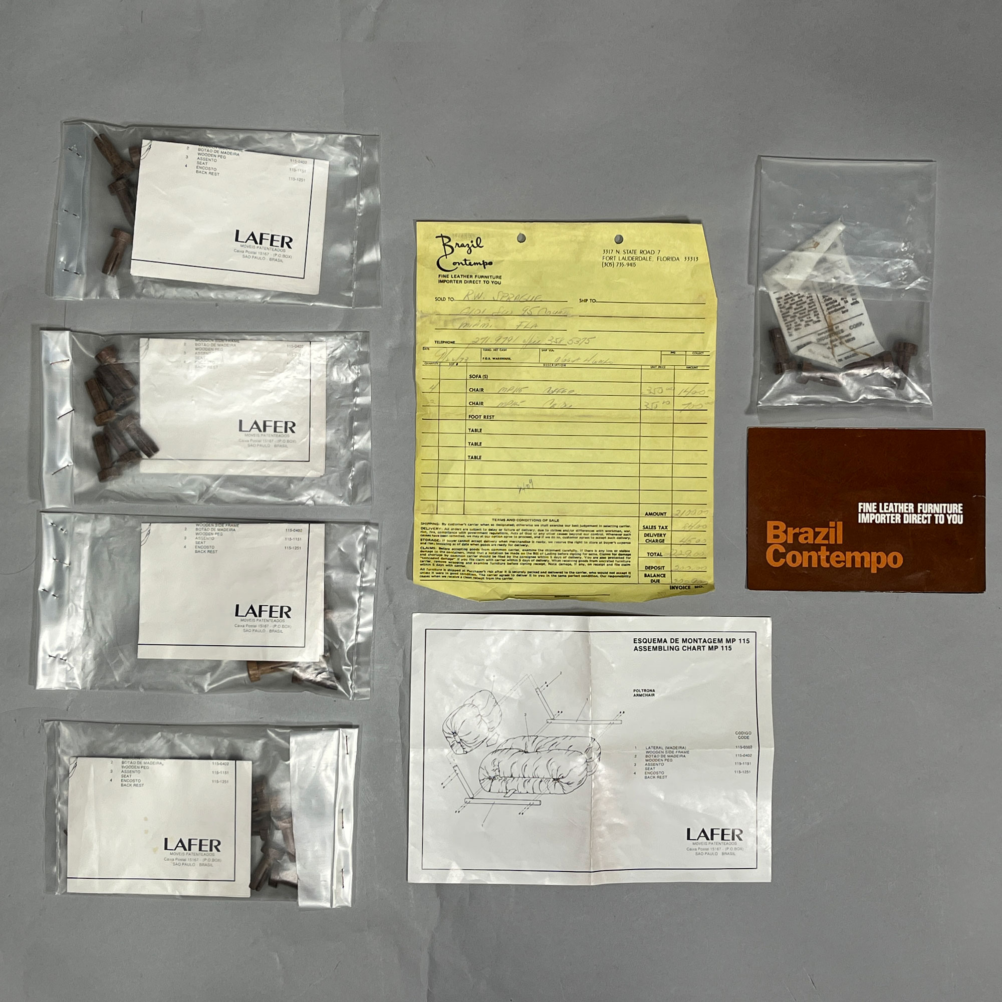 Percival Lafer MP-116 Modular Lounge Chairs in Original Brown Leather