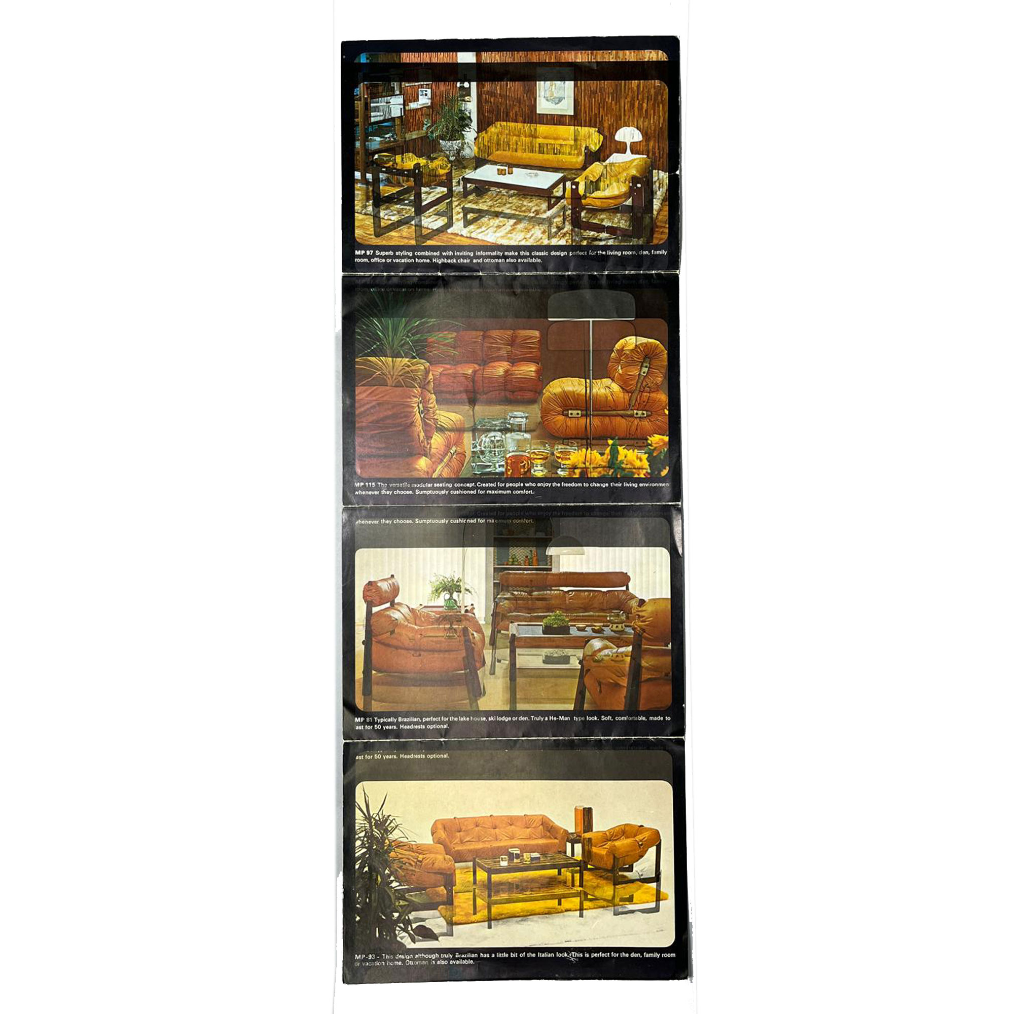 Percival Lafer MP-116 Modular Lounge Chairs in Original Brown Leather