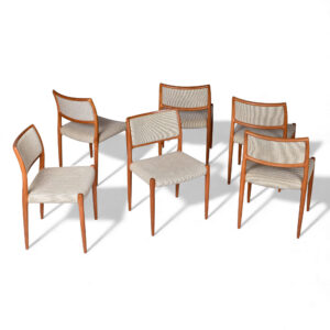 Set of 6 Original J.L. Møller Model 80 Danish Teak Dining Chairs