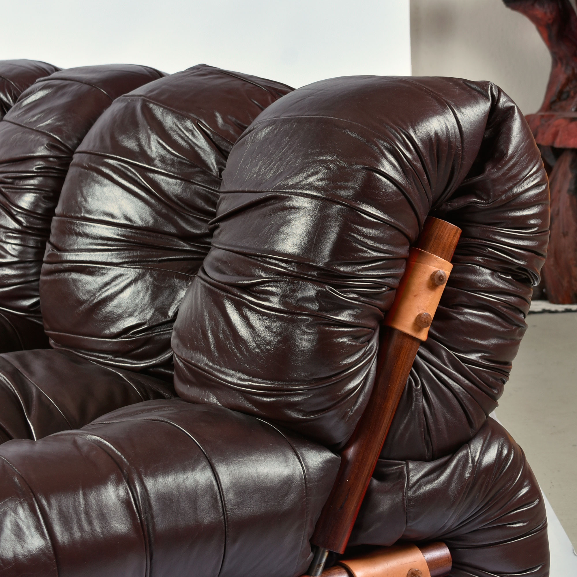 Percival Lafer MP-116 Modular Lounge Chairs in Original Brown Leather