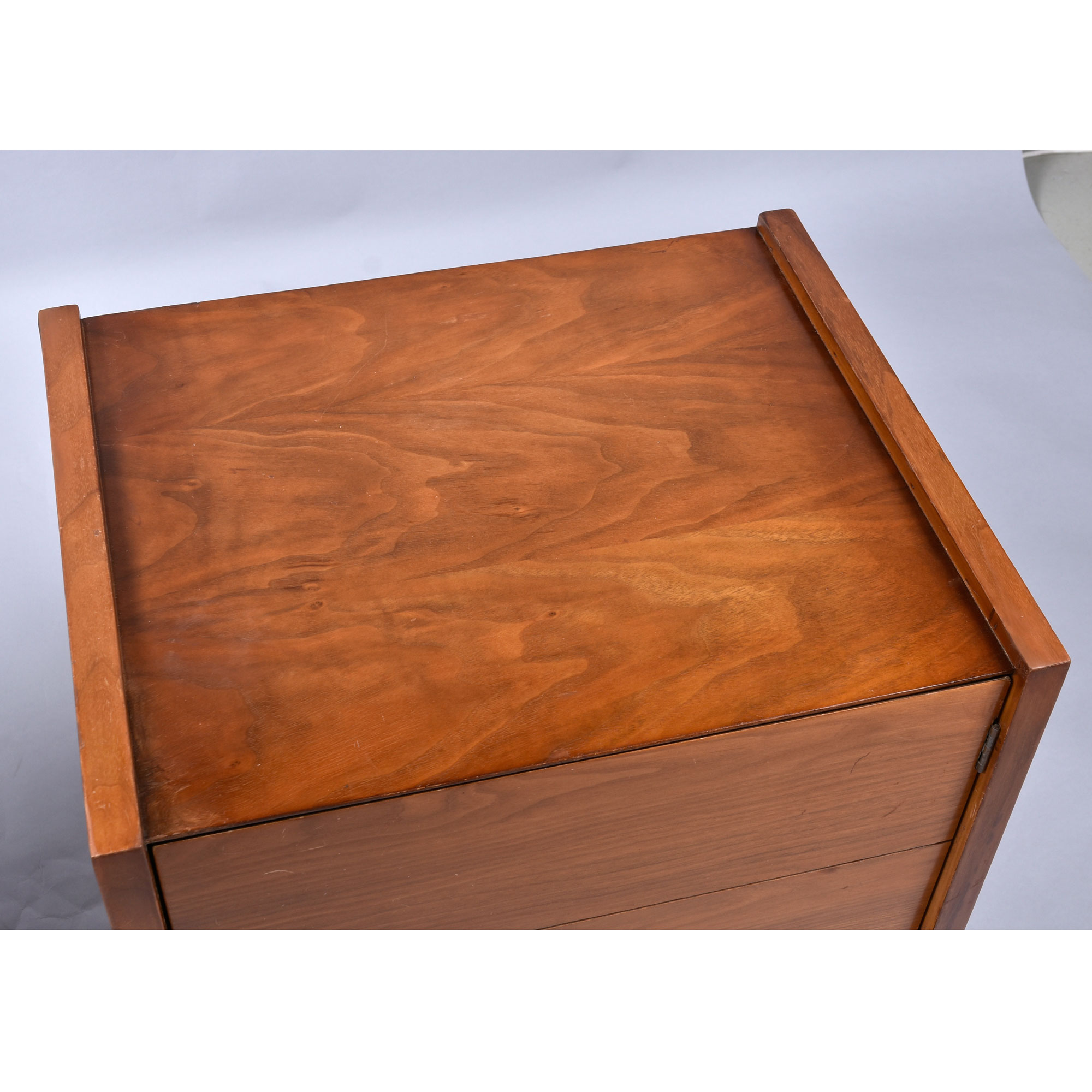 Mid-Century Modern walnut nightstands with hairpin legs