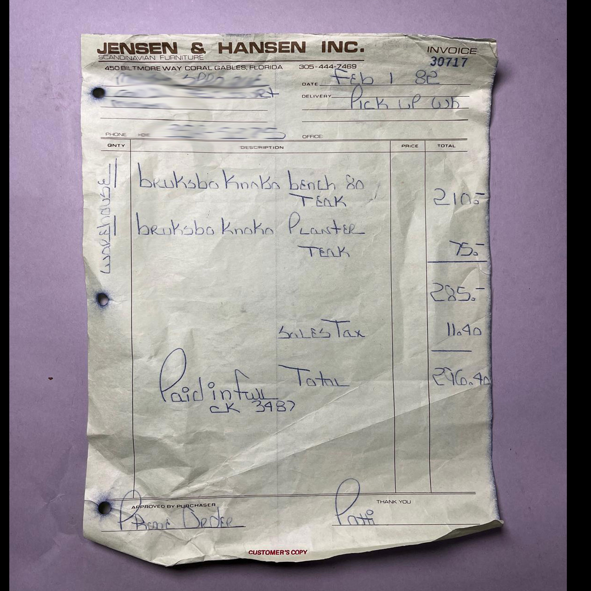 Bruksbo Korbo planter bench original receipt