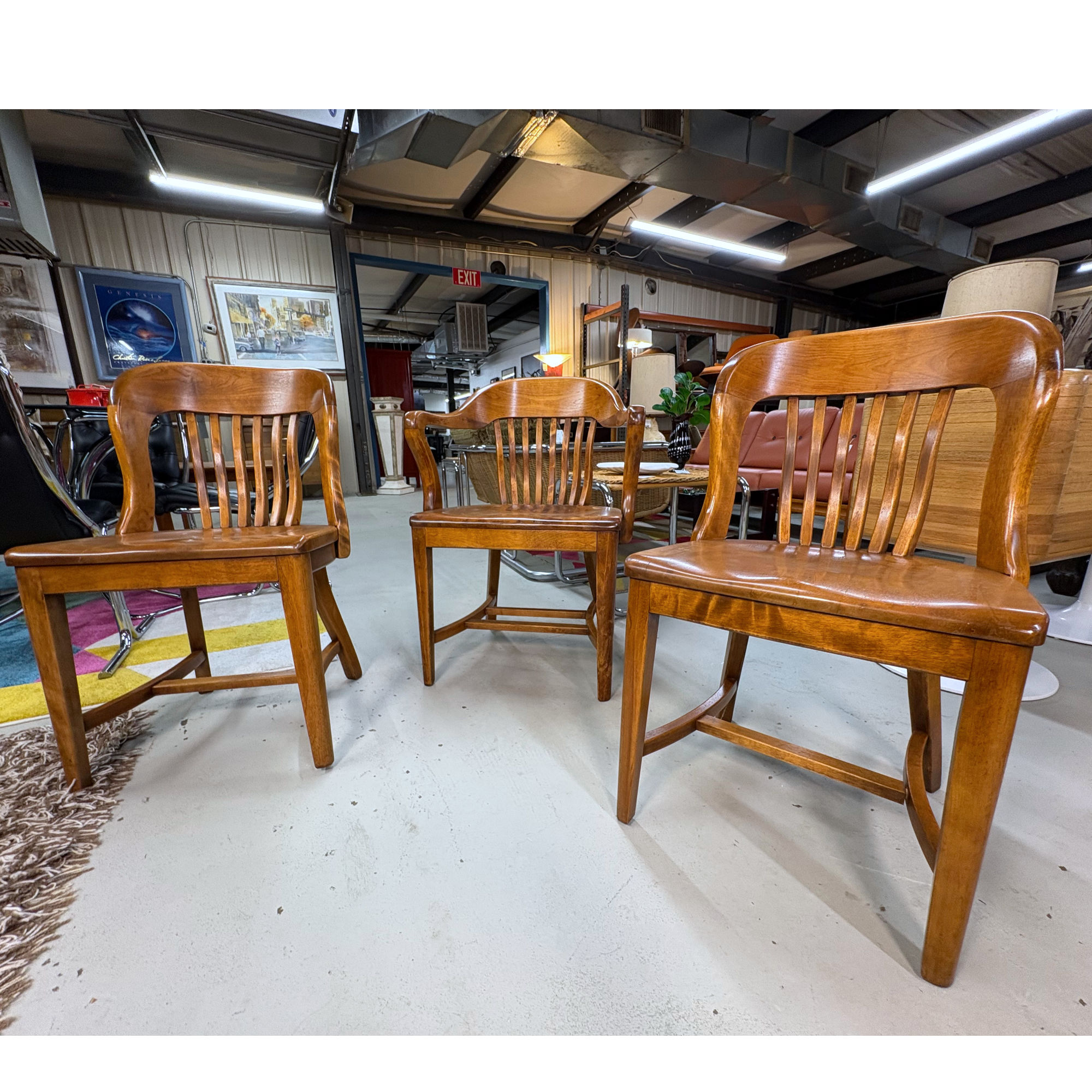 Solid wood vintage bankers or library chairs