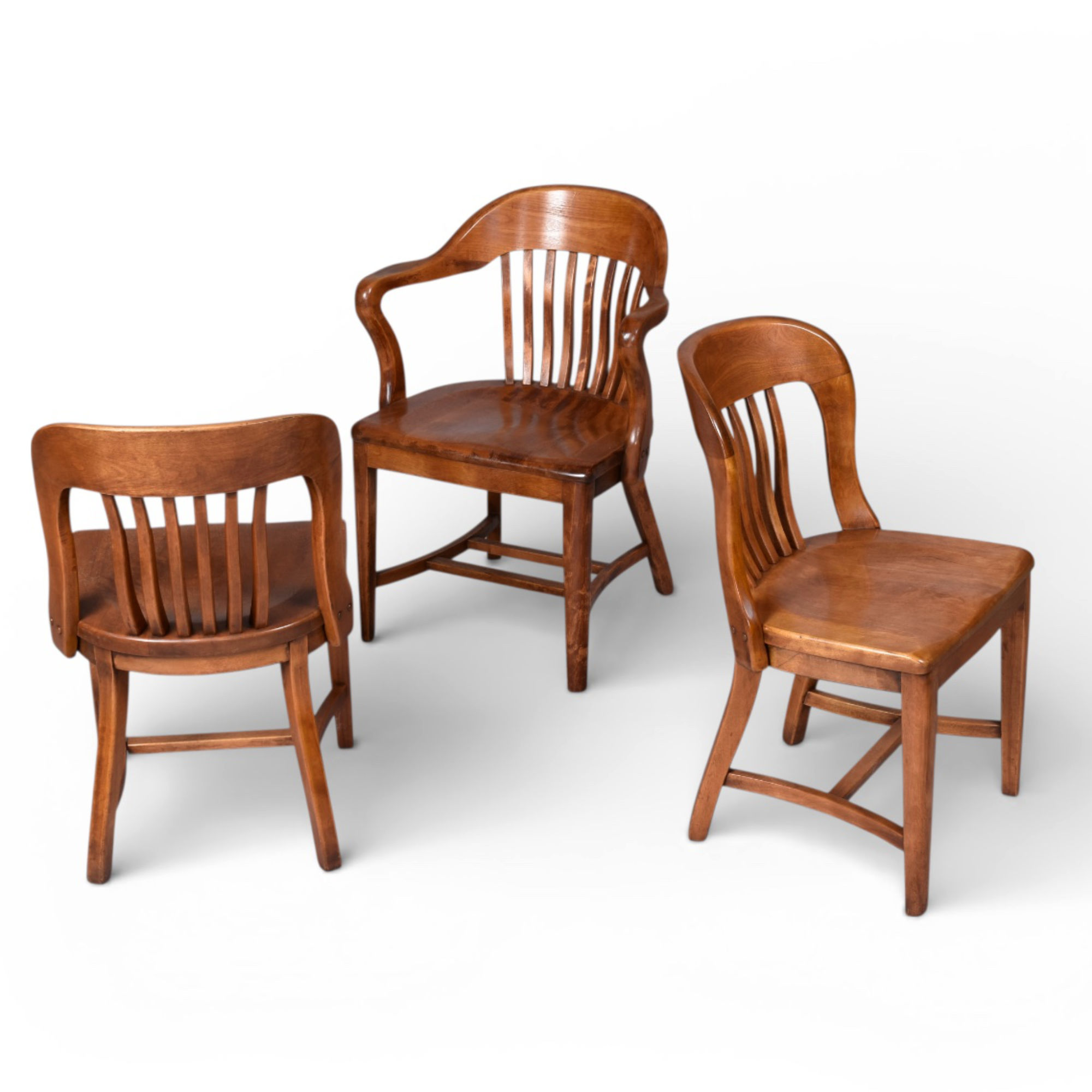 Solid wood vintage bankers or library chairs