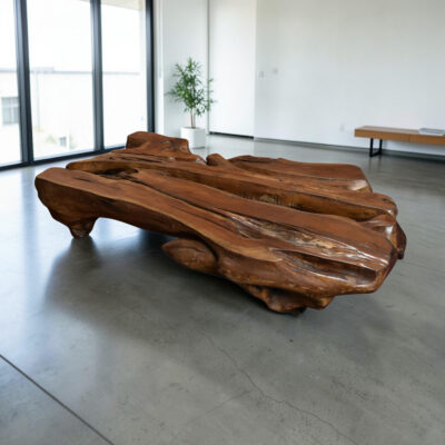 Organic Modern monumental scale wood slab coffee table