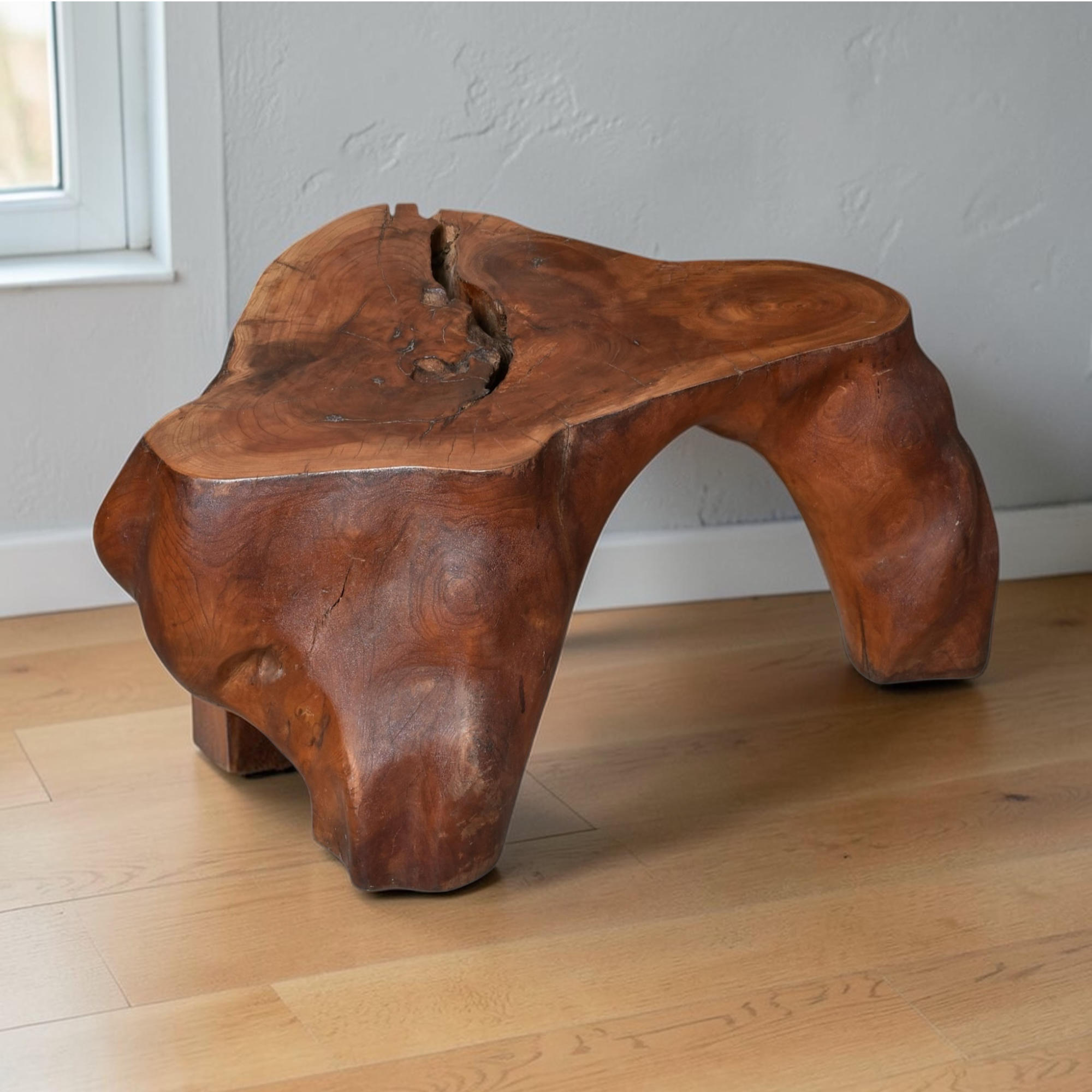 Rustic solid wood tree root end table