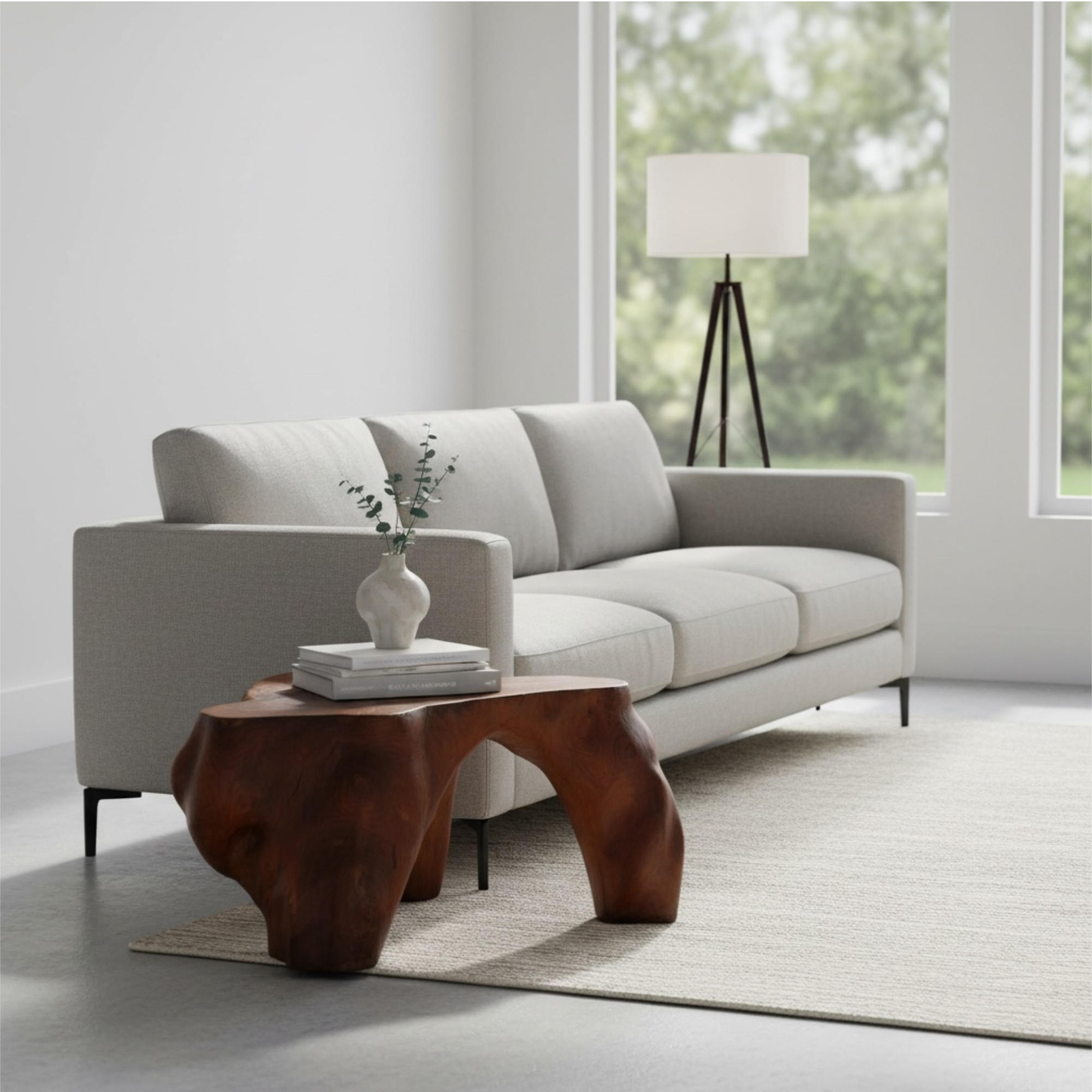 Rustic solid wood tree root end table