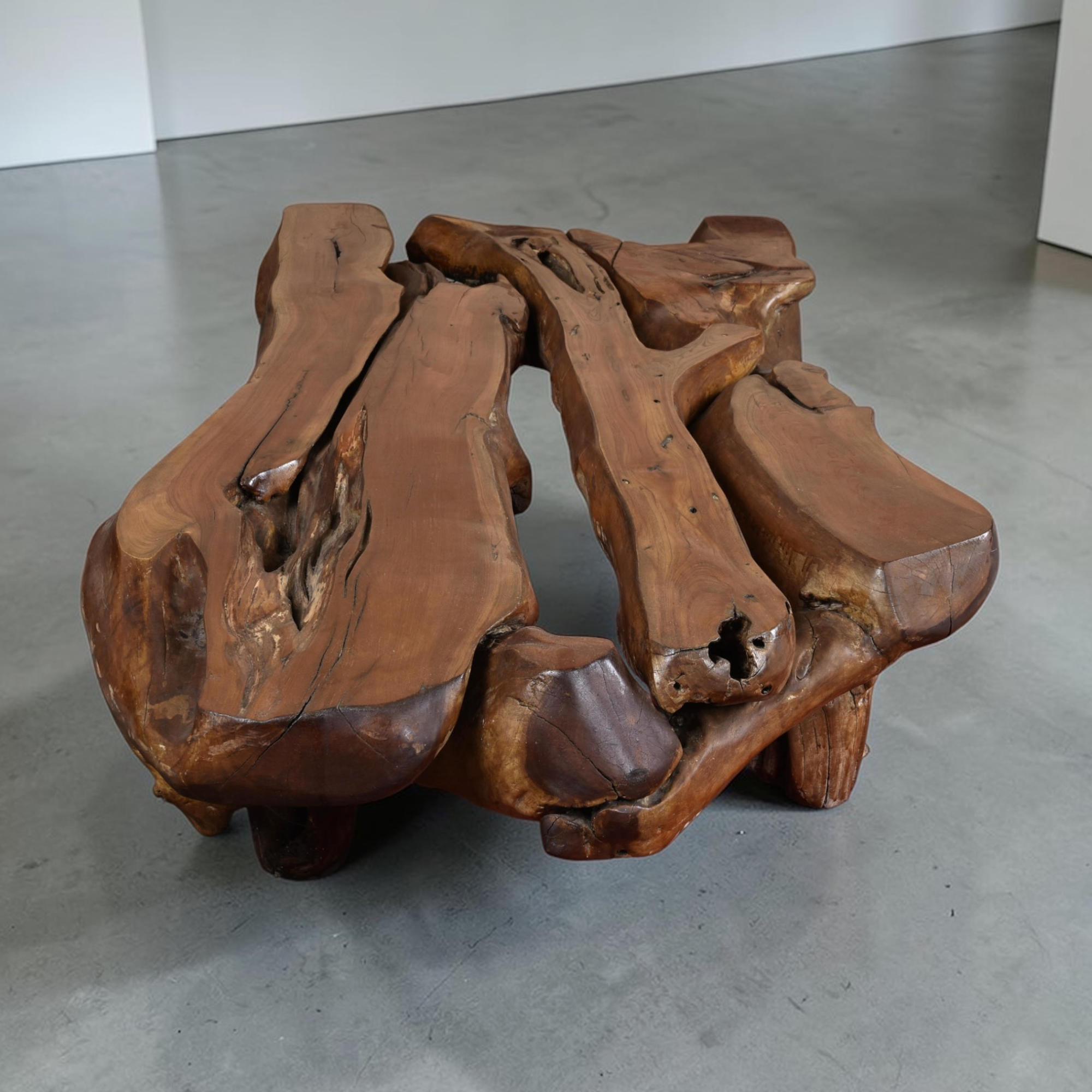 Organic Modern monumental scale wood slab coffee table