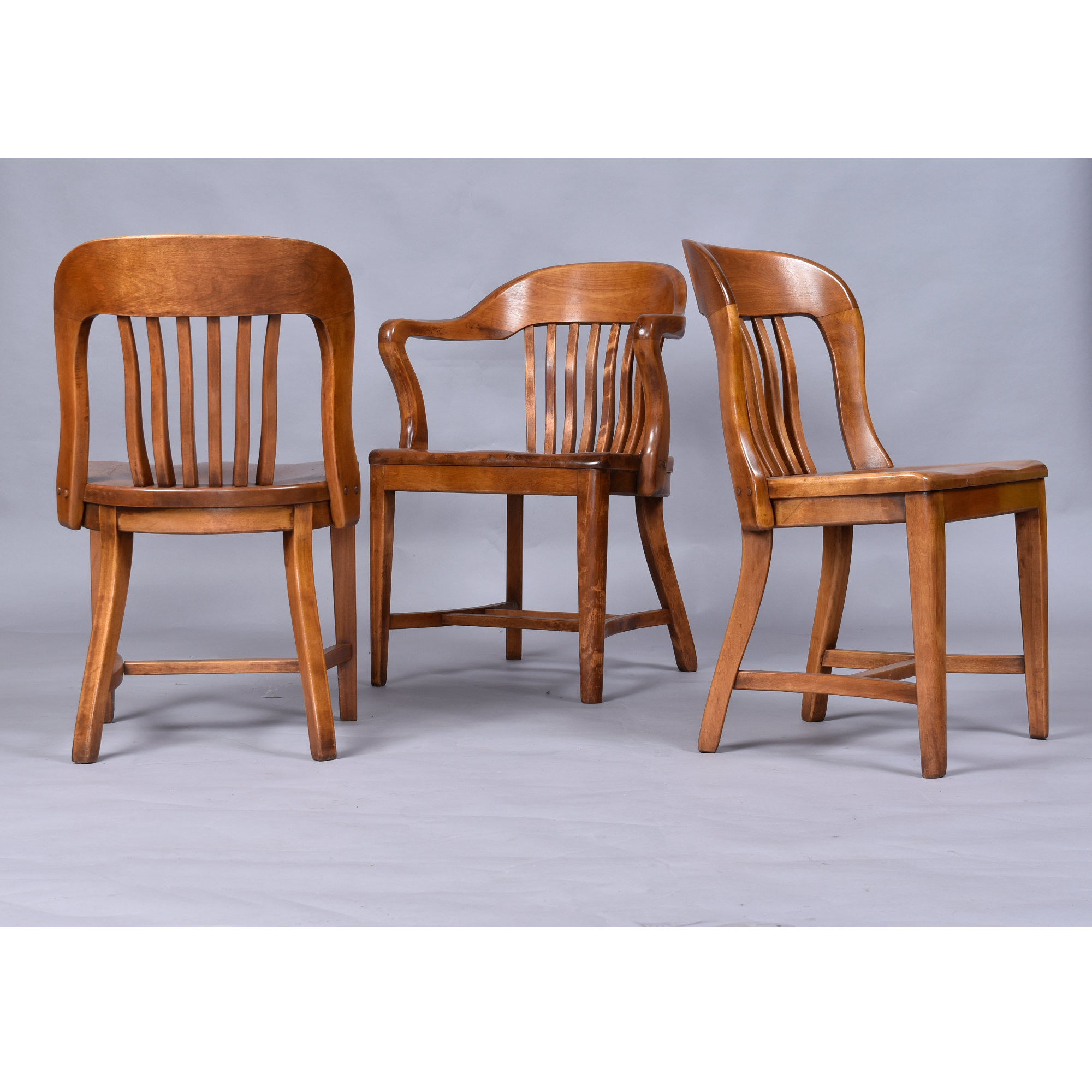 Solid wood vintage bankers or library chairs