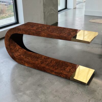 Aries walnut burl and brass console table by ST2 Furniture