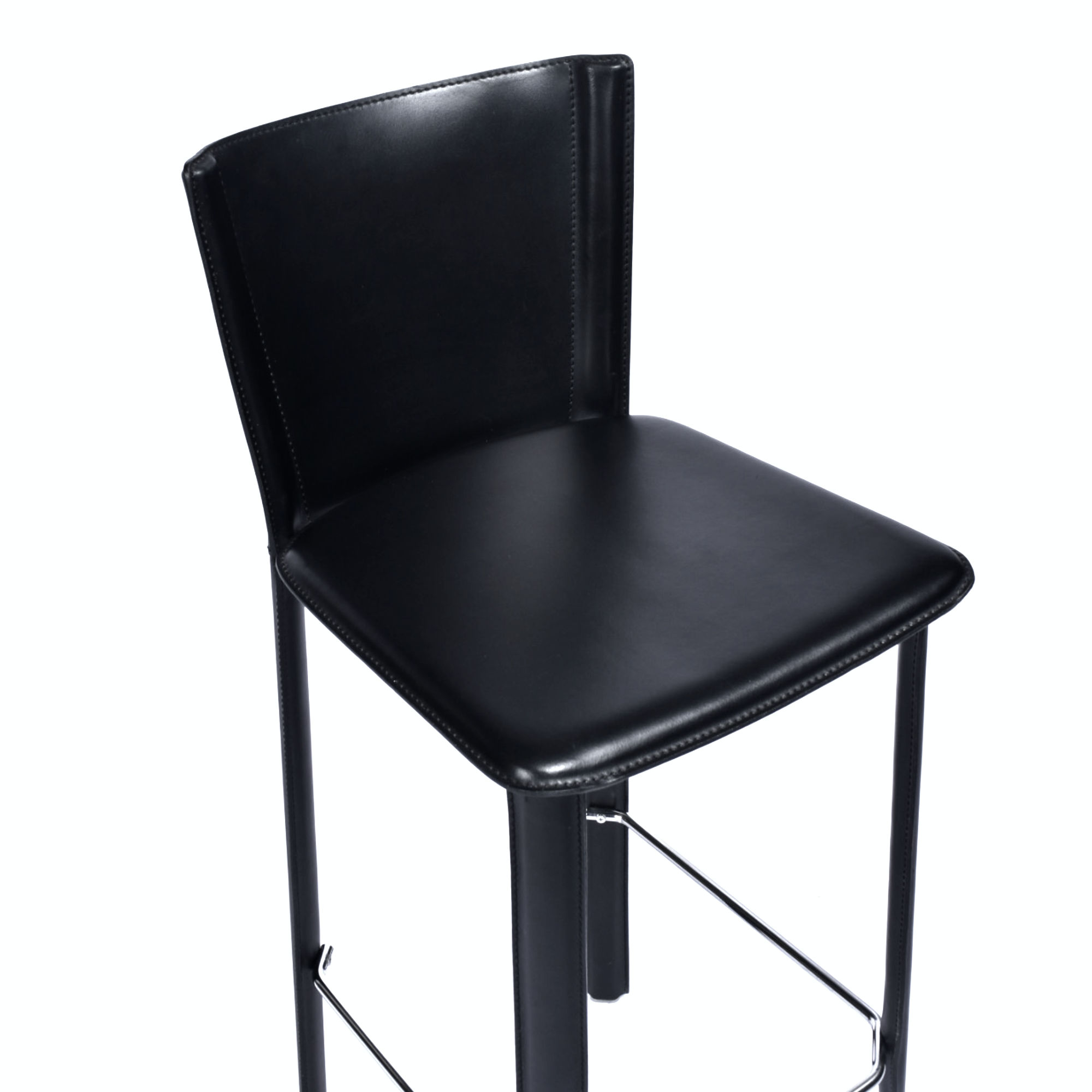 Frag Italian black leather bar stools with full backs