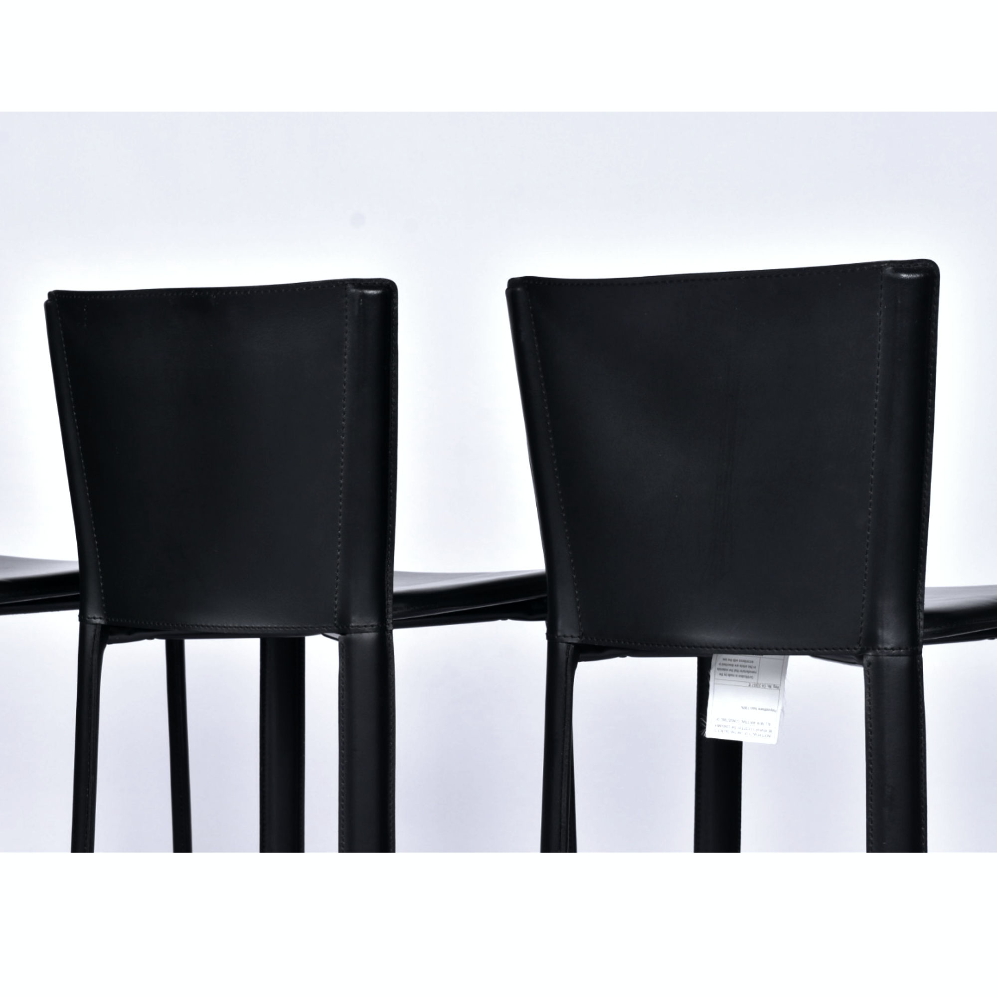 Frag Italian black leather bar stools with full backs