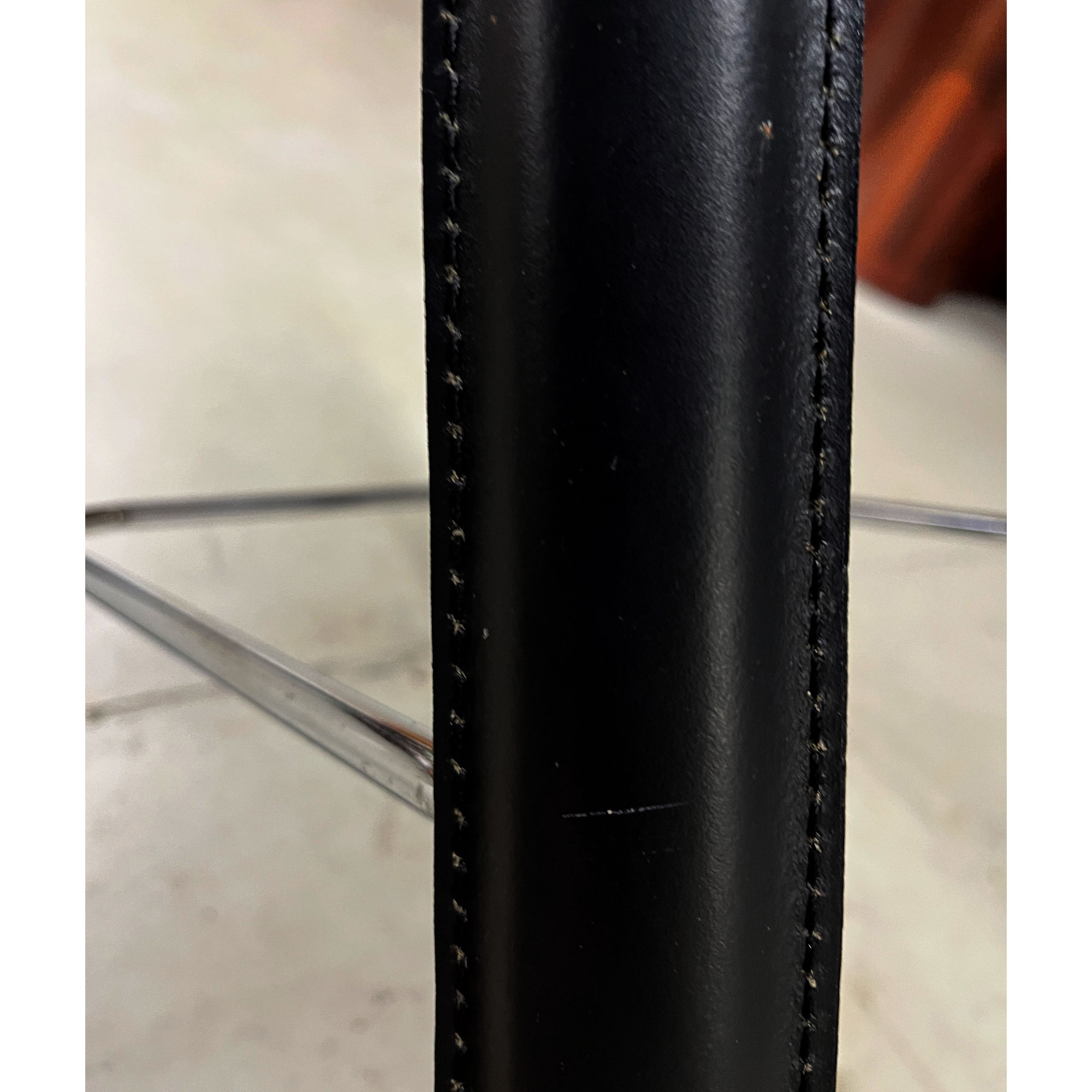 Frag Italian black leather bar stools with full backs