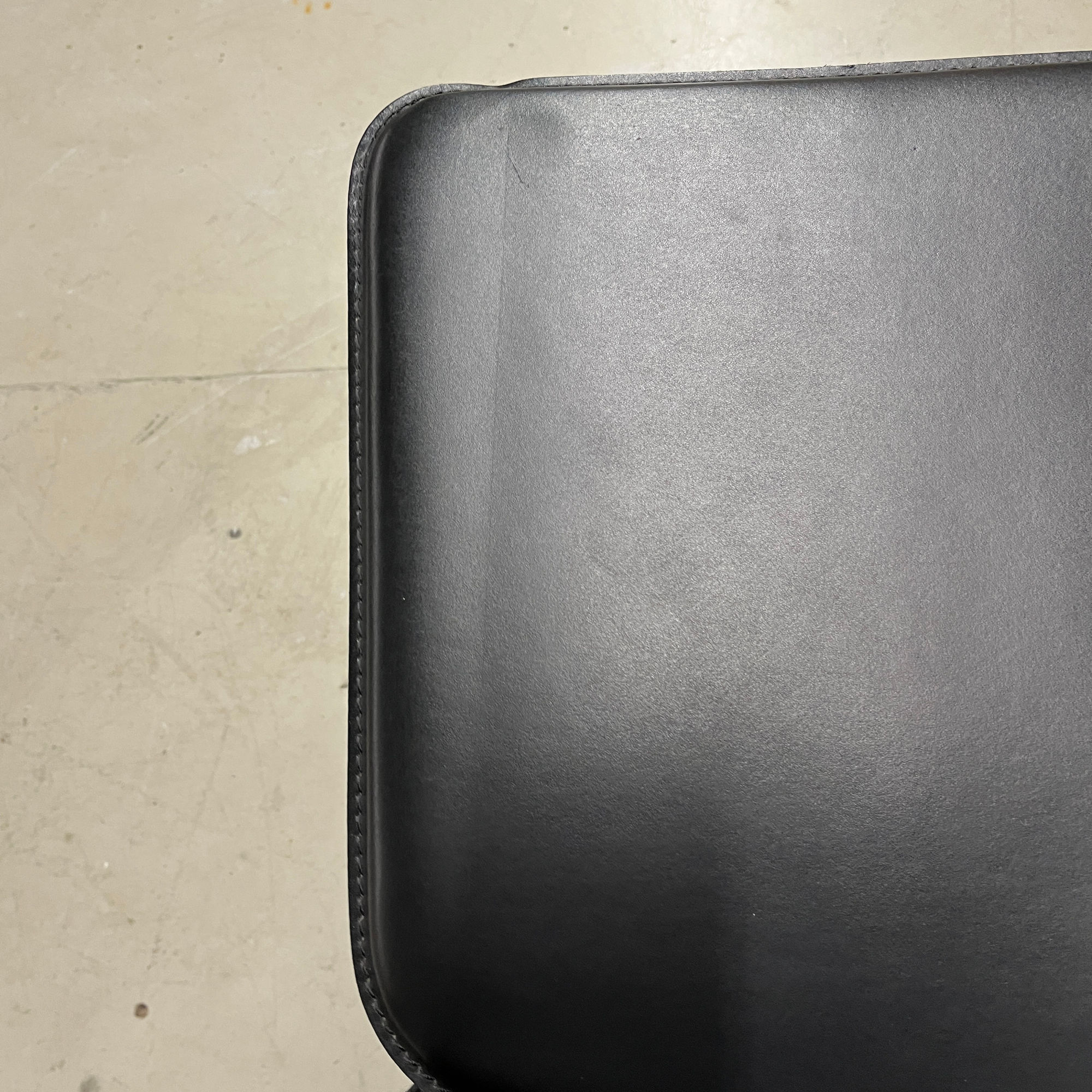 Frag Italian black leather bar stools with full backs