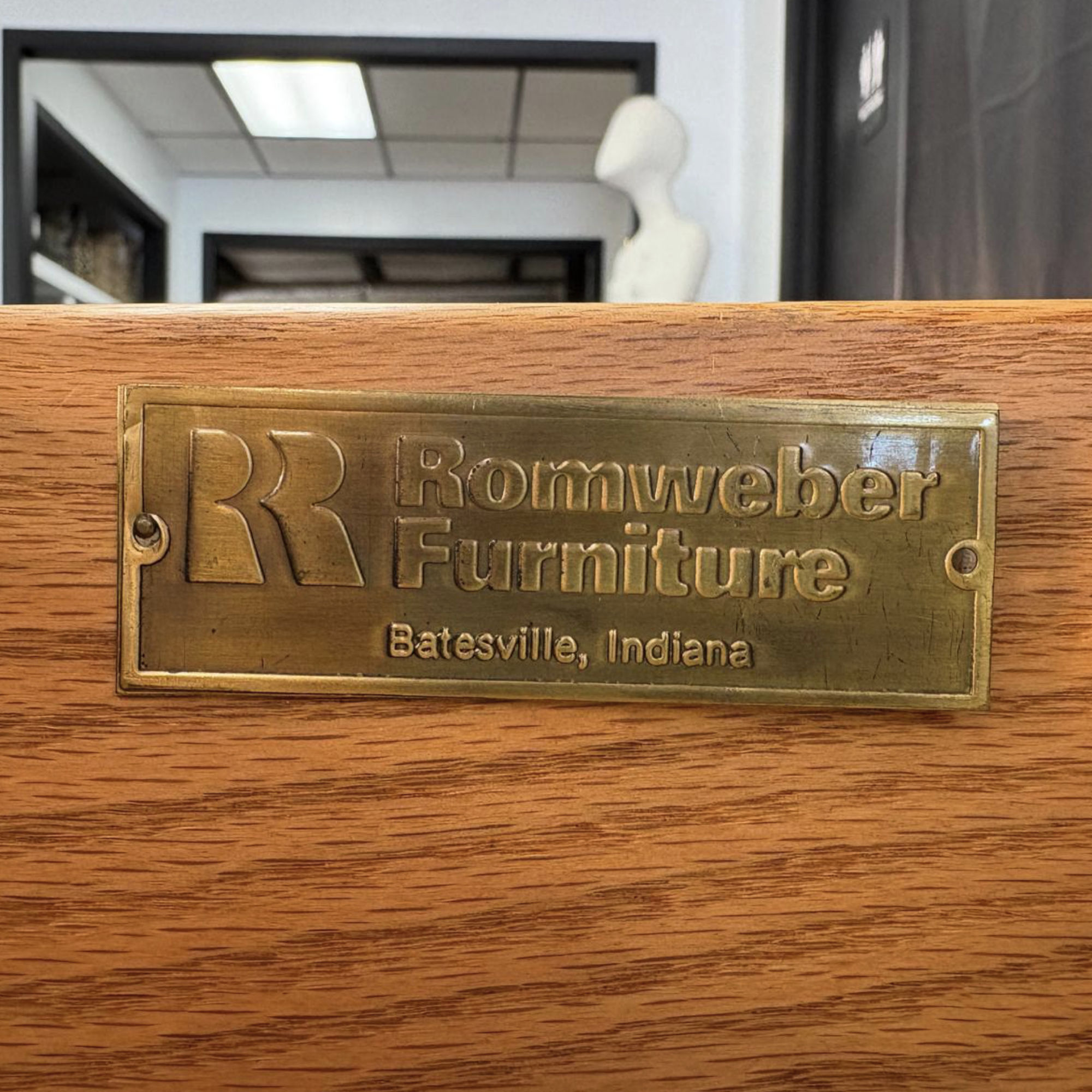 Romweber burl walnut and gold accent 1970s credenza with filing cabinet