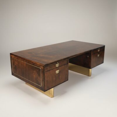 Romweber-walnut-burl-brass-desk
