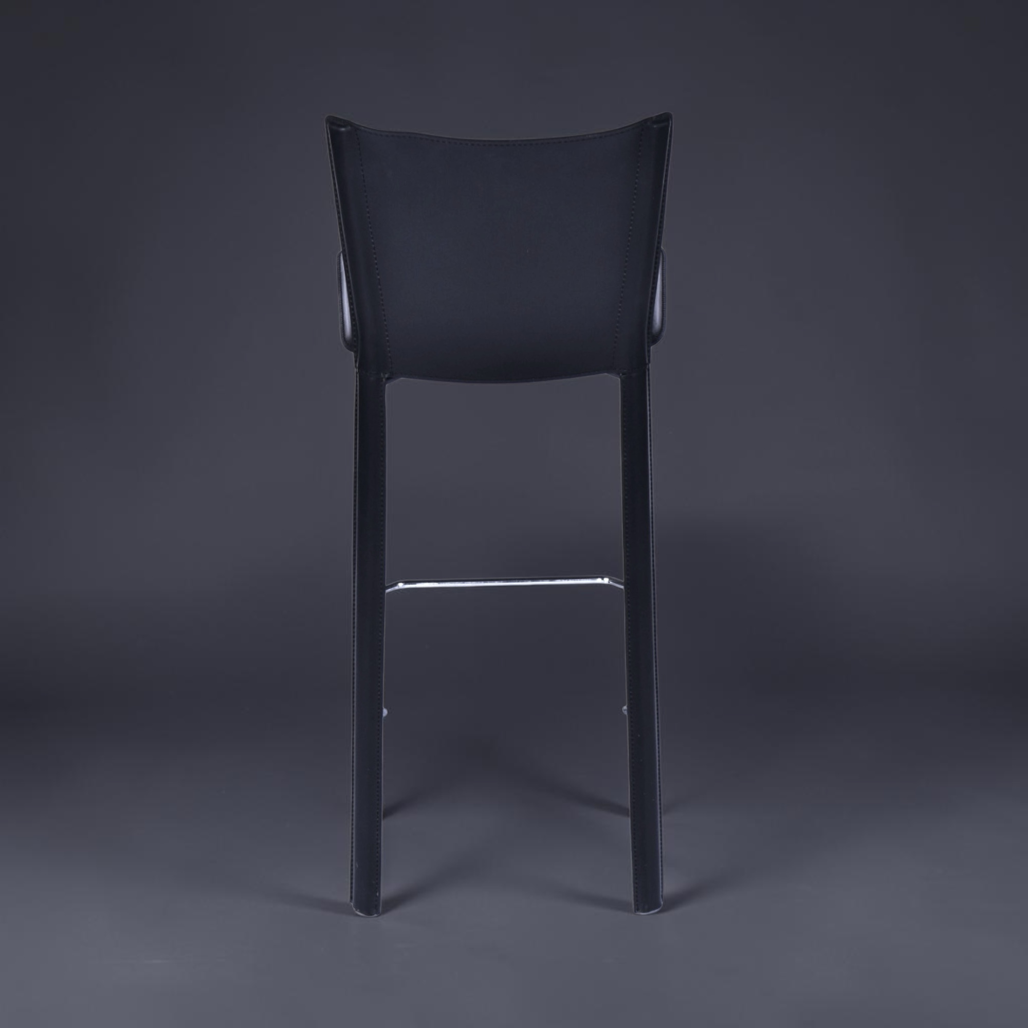 Frag Italian black leather bar stools with full backs