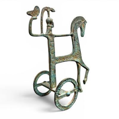 Greek goddess Athena on her chariot Mid-Century Modern sculpture