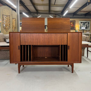 Arne Vodder for Sibast Danish Teak Tambour Door Stereo Cabinet