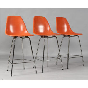 Charles Eames for Herman Miller Orange Fiberglass Counter Height Stools