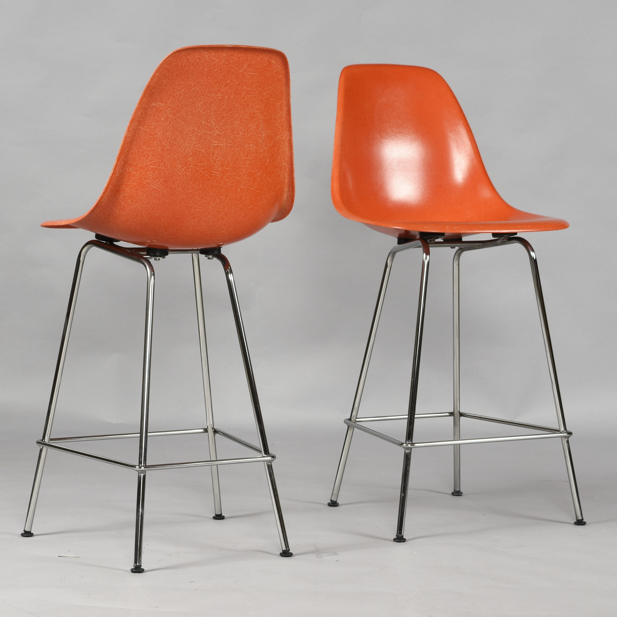 Eames for Herman Miller fiberglass shell counter height bar stools