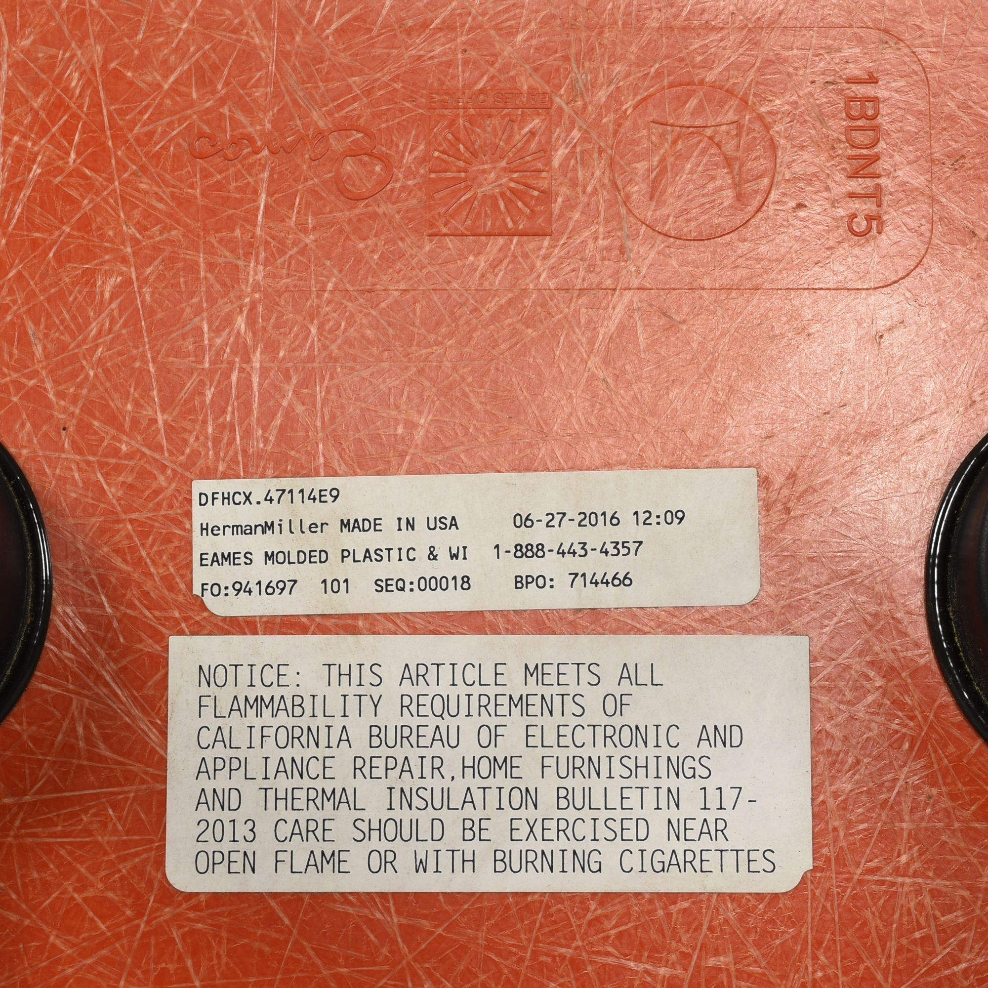 Eames for Herman Miller fiberglass shell counter height bar stools