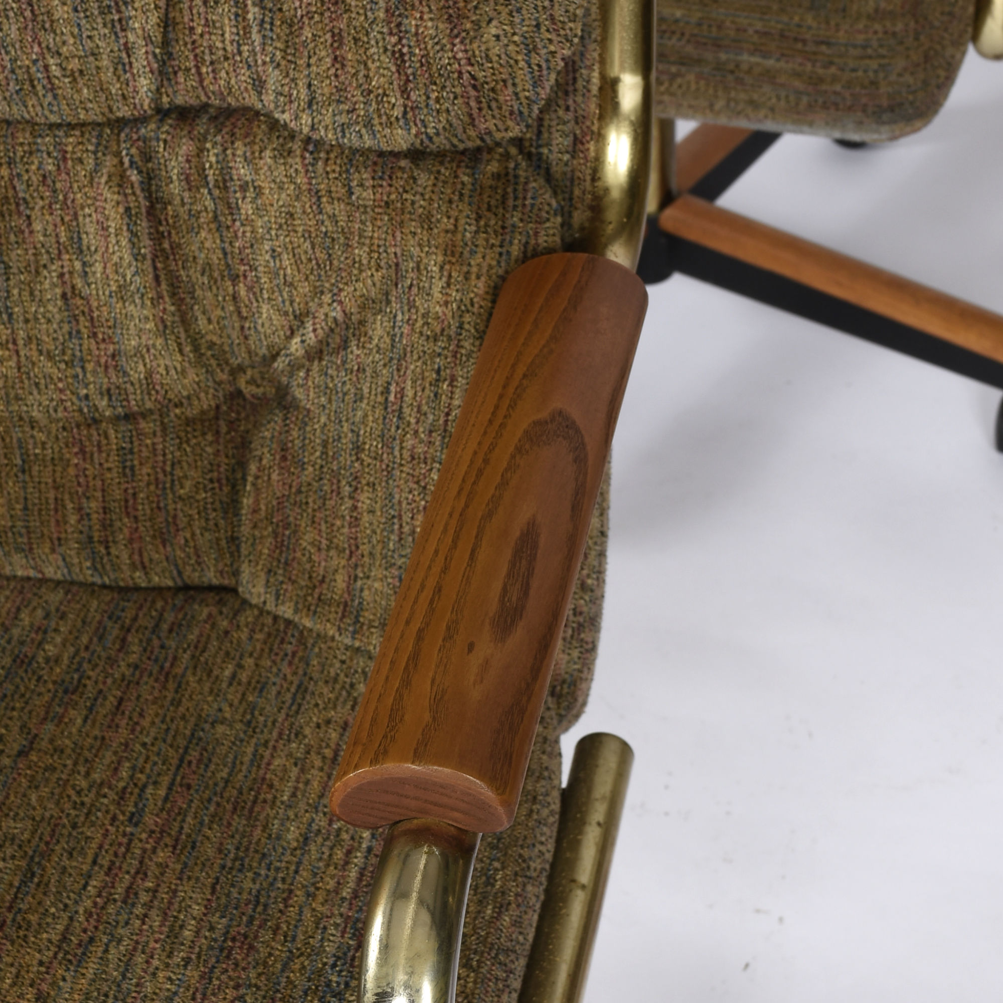 Stoneville taupe gold and oak swivel chairs on casters
