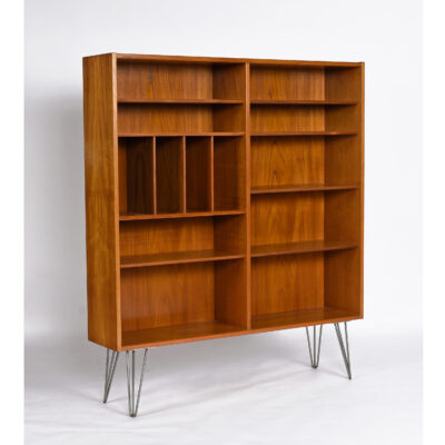 Poul Hundevad Danish teak bookcase on hairpin legs