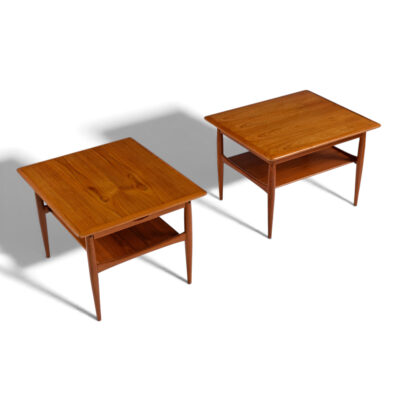 Danish teak side tables with drawers 1960s