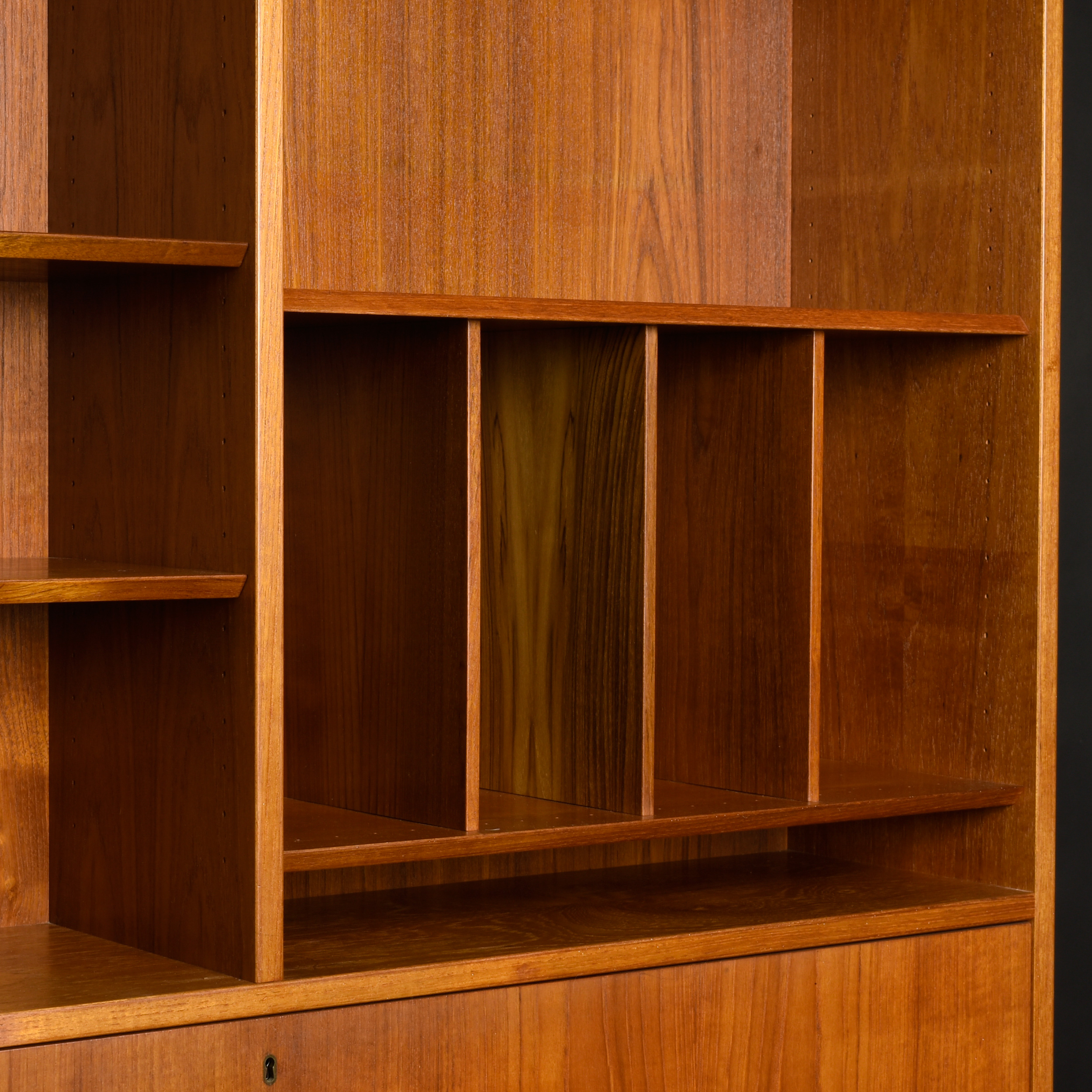 Poul Hundevad Danish teak bookcase hutch with dropdown secretary