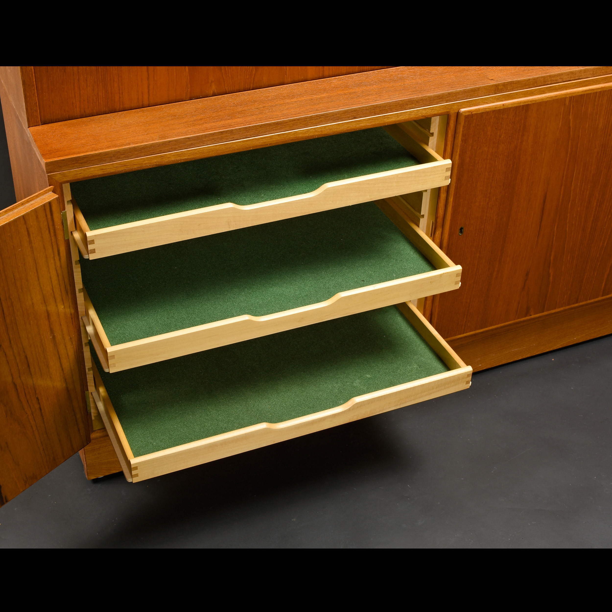 Poul Hundevad Danish teak bookcase hutch with dropdown secretary