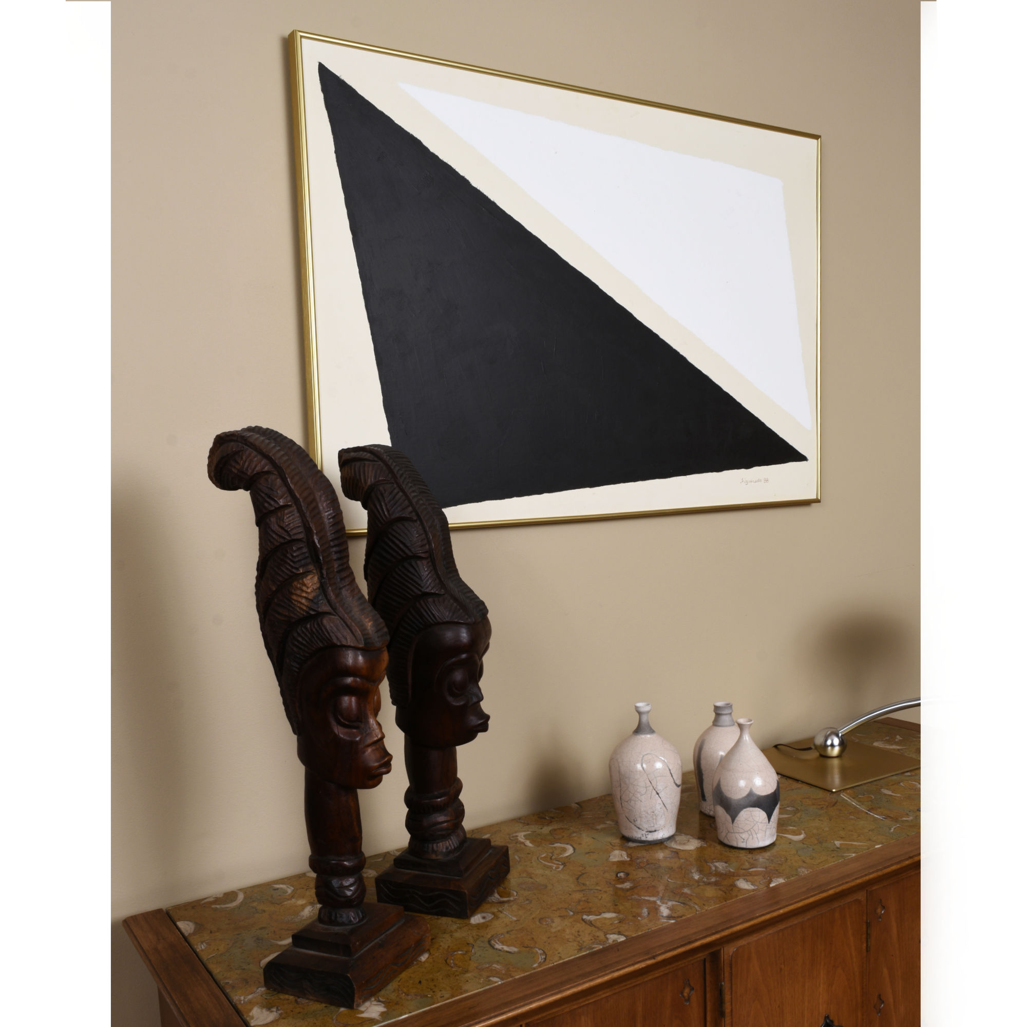Figueredo 1988 black and white geometric colorfield painting